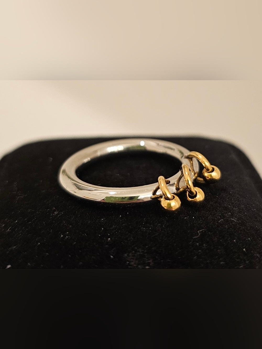 Stainless Steel and 18K Gold Ring SZ 6